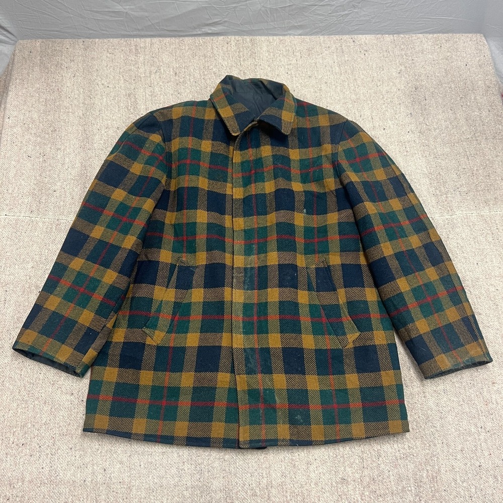 Vintage Pendleton Plaid Jacket Mens Large Plaid‎ 1960s Full Zip Reversible
